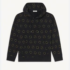 Sandro Black and Gold Smiley Hoodie NWOT XXL